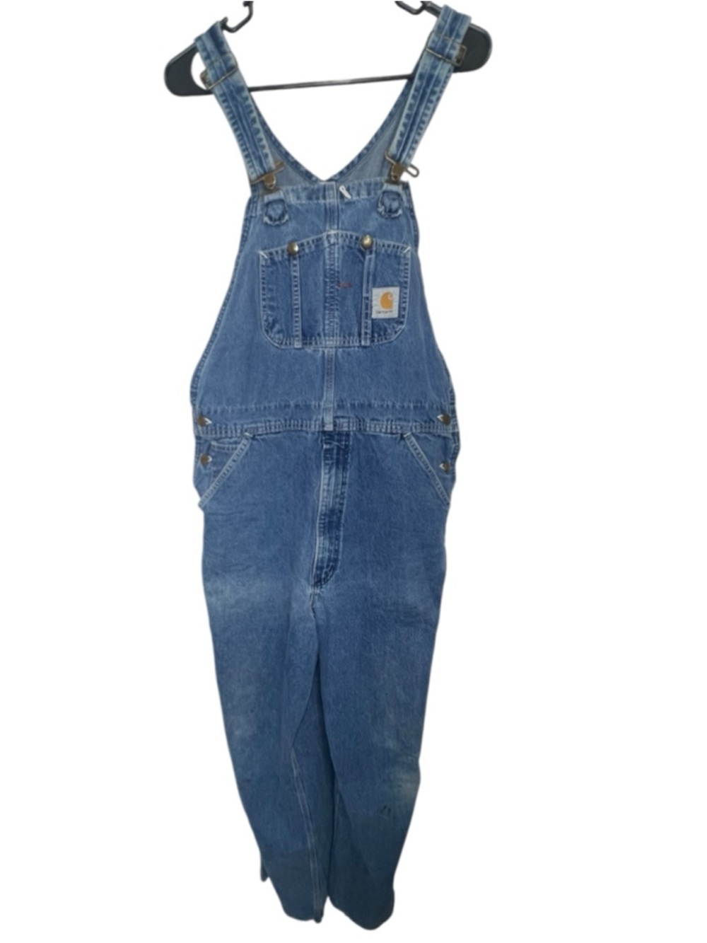 Vintage Carhartt Distressed Denim Bin Carpenter Workwear Overalls